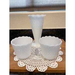 3 piece vintage fire king Milk Glass set